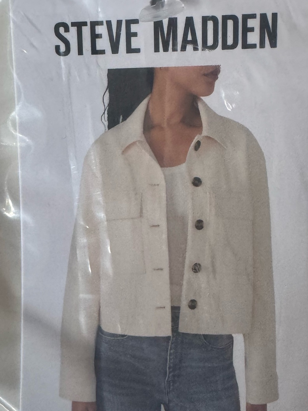 Steve Madden Off-White Cropped Button Jacket